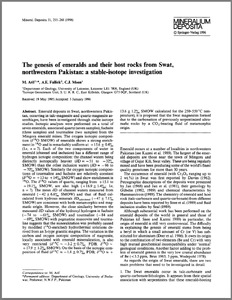 The genesis of emeralds and their host rocks from Swat, northwestern Pakistan: A stable isotope investigation